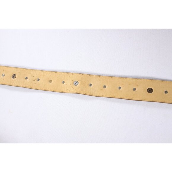 Vintage 29.5" handmade French leather belt with solid metal accents, brown South - Picture 5 of 8